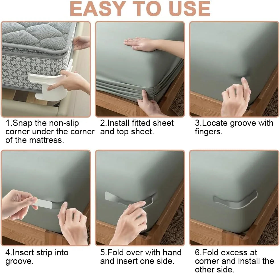 No-Slip Bed Sheet Grippers (Set of 4)